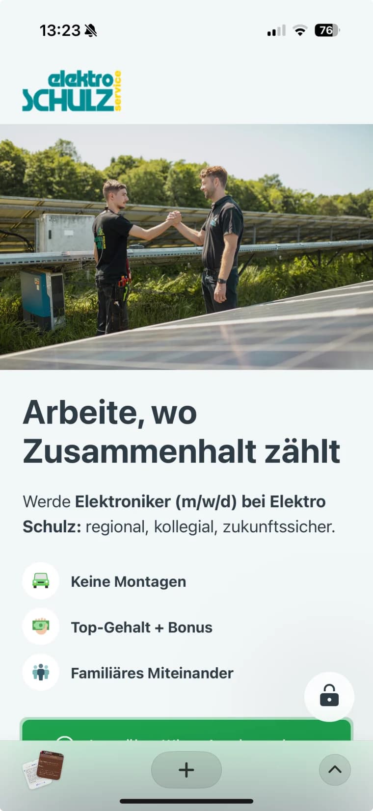 Karriereseite fürs Handy von Elektro Schulz