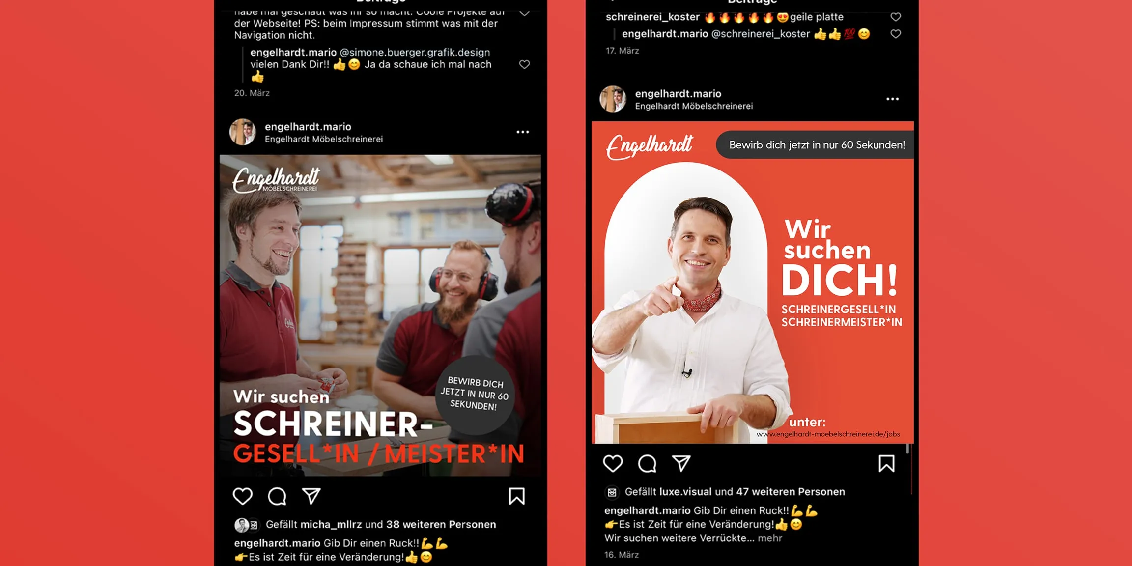 Stellenanzeigen der Engelhardt Möbelschreinerei auf Instagram: Wir suchen Schreiner, wir suchen dich